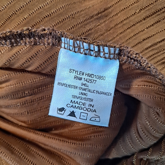 Haute Monde Brown/Gold Spaghetti Strap mini Dress Size Small. - Picture 7 of 7